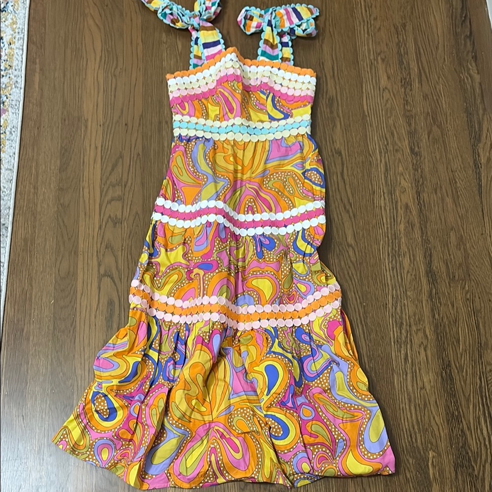 CeliaB Magnolia Tiered Floral Multicolor midi dress size small